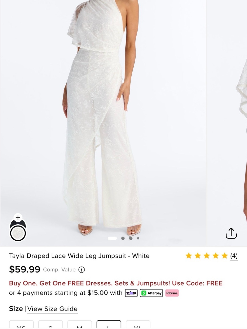 Draped Lace Wide Leg Jumpsuit - White